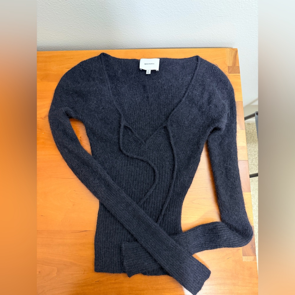 Reformation Black V-Neck Sweater